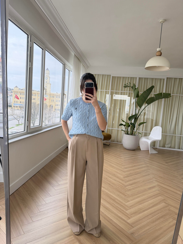 Premium Poliviskon Kumaş Camel Pantolon