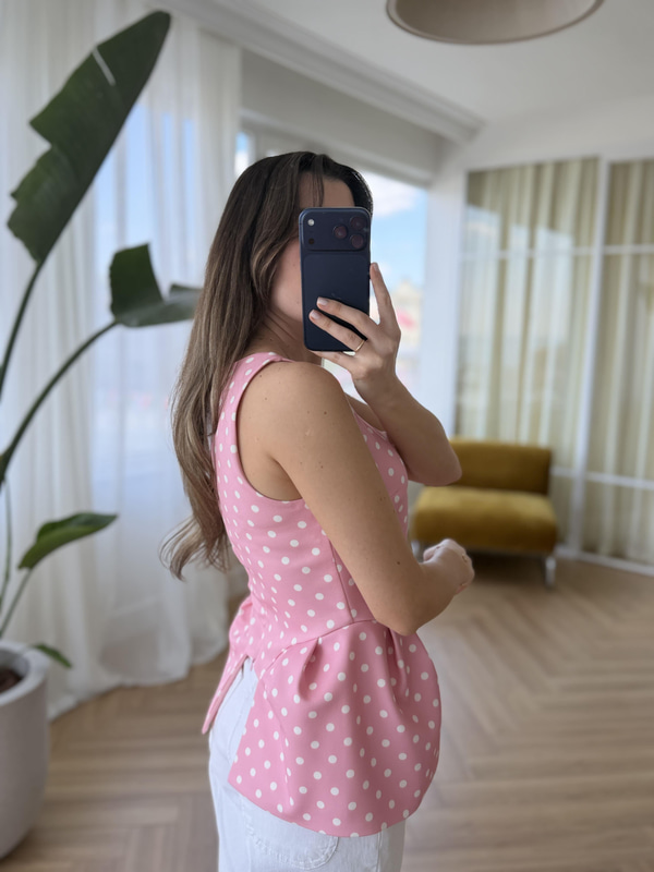 Puantiyeli Pembe Bluz