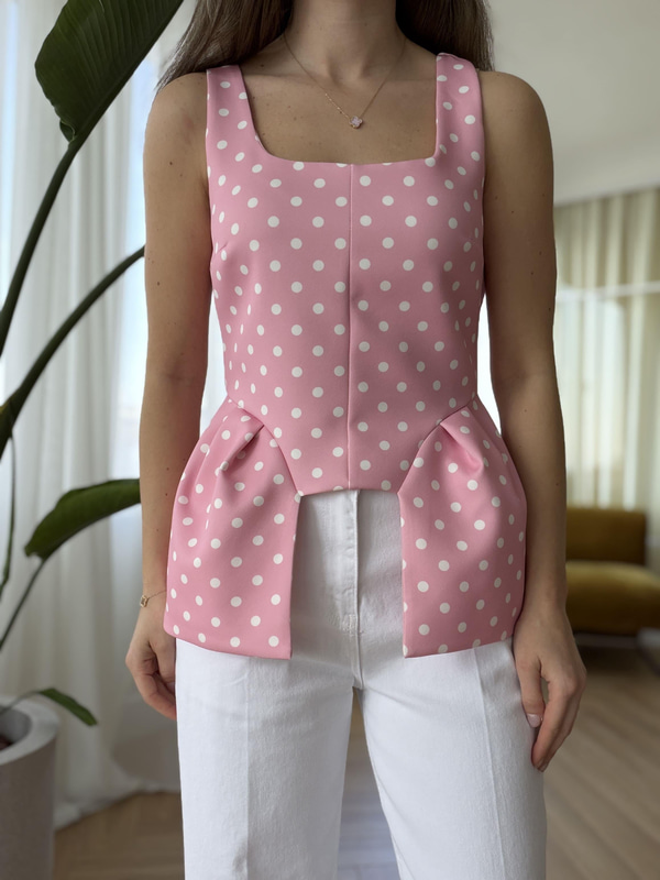 Puantiyeli Pembe Bluz