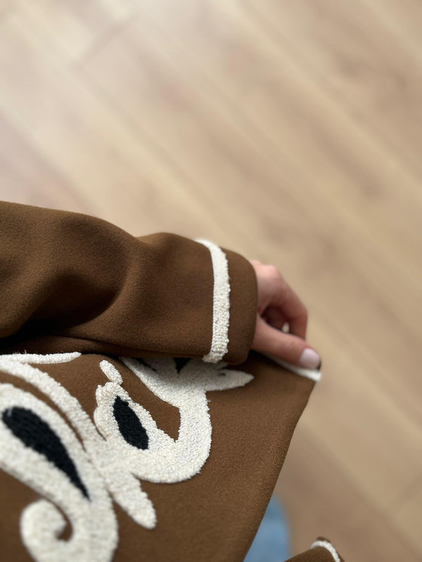 Punch İşlemeli Olive Ceket