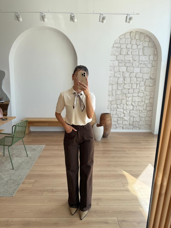 Rims Geniş Paça Acı Kahve Pantolon