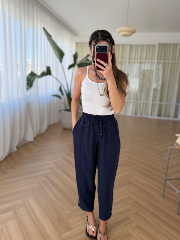 Rouge Beli Lastikli Lacivert Pantolon