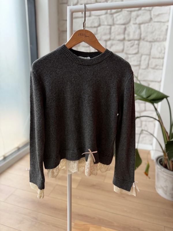 Ruby Dantelli Antrasit Kazak