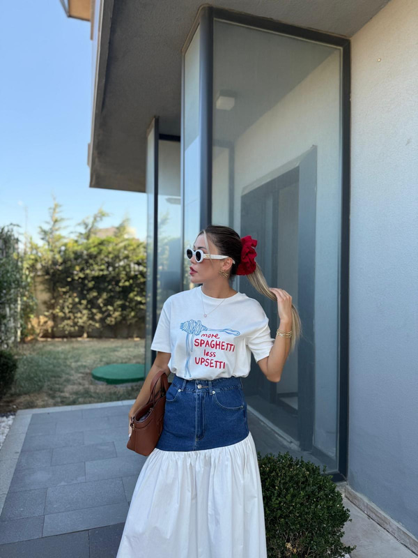 Spaghettı Baskılı Tshirt