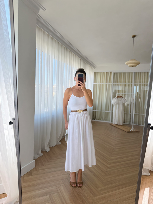 Taba Kemerli Garnili Elbise