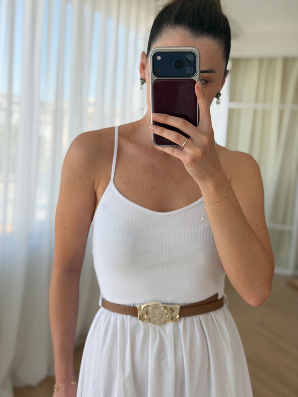 Taba Kemerli Garnili Elbise