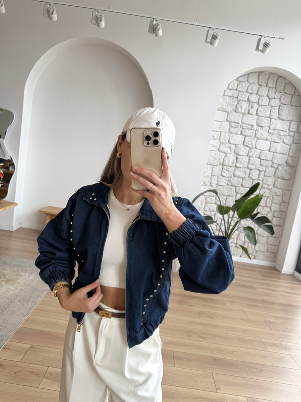 Taş Zımbalı Denim Ceket