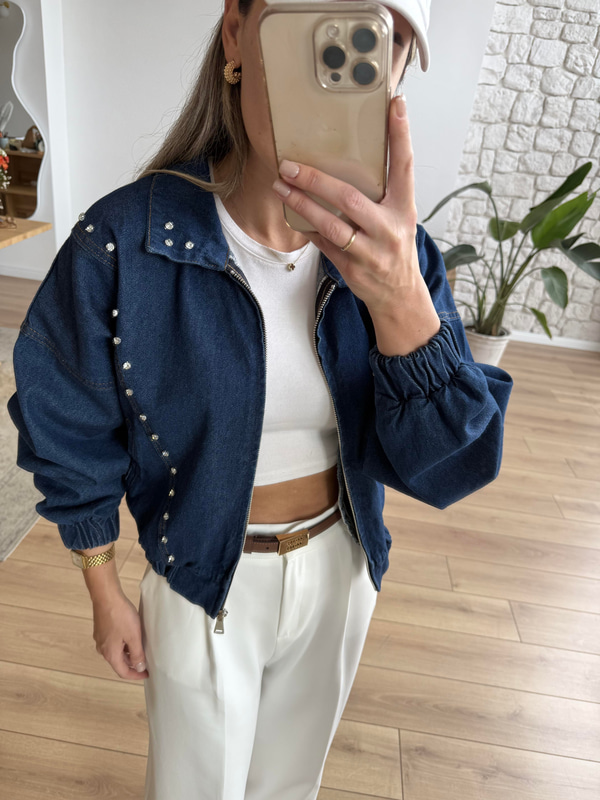 Taş Zımbalı Denim Ceket