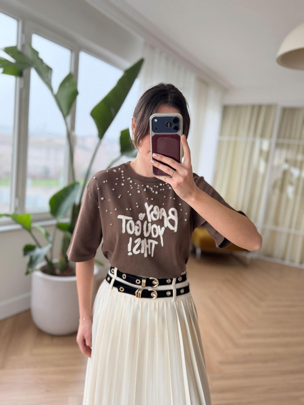 Taşlı Boyamalı Tshirt