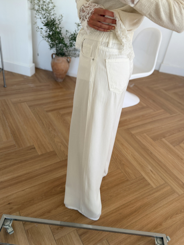 Tensel Denim Beyaz Pantolon
