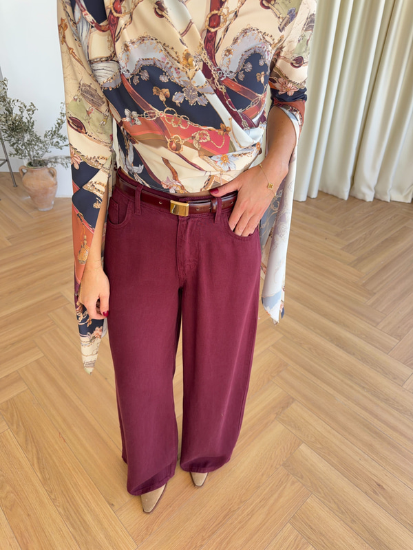 Tensel Denim Bordo Pantolon