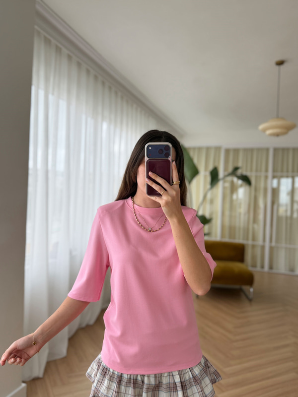 Vatkalı Pembe Tshırt