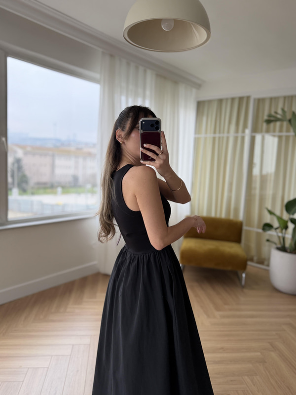 Veroni Siyah Elbise 
