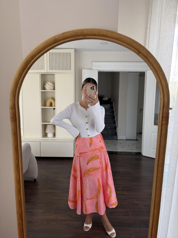 Volanlı Pembe Etek