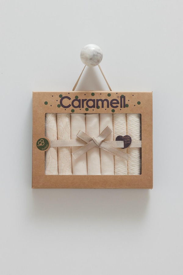 BEBEK MENDİLLERİCARAMELLPUFELLİABEJ MENDİL SET