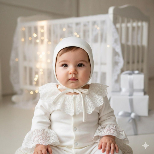 TULUM / ROMPER / ELBİSELOVEMAXXPUFELLİADantelli Bebek Tulum -Beyaz