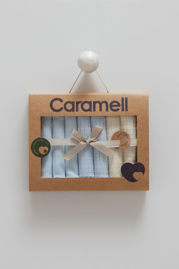 BEBEK MENDİLLERİCARAMELLPUFELLİAMENDİL SET - MAVİ