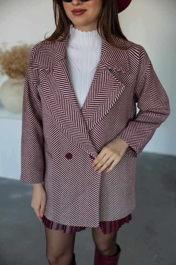 Balıksırtı Desenli Kaban - BORDO