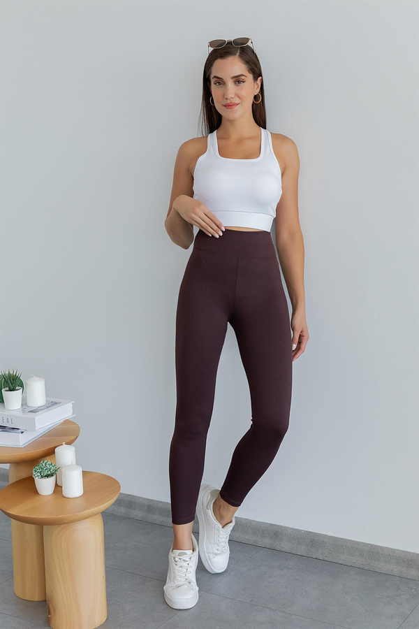 Basic Fitilli Tayt - KAHVERENGİ