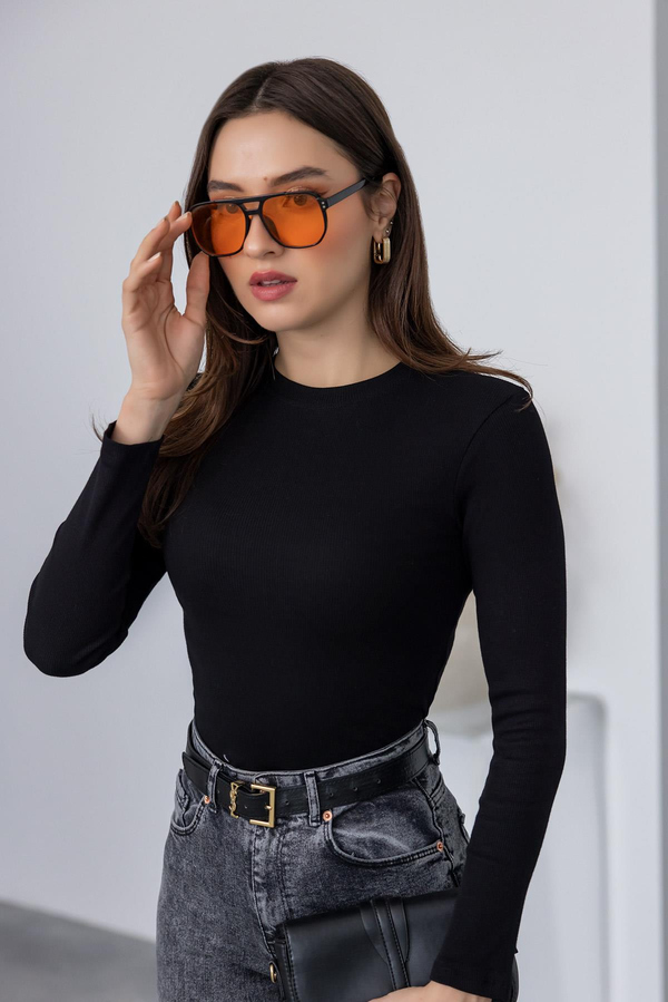 Fitilli Basic Bluz - SİYAH