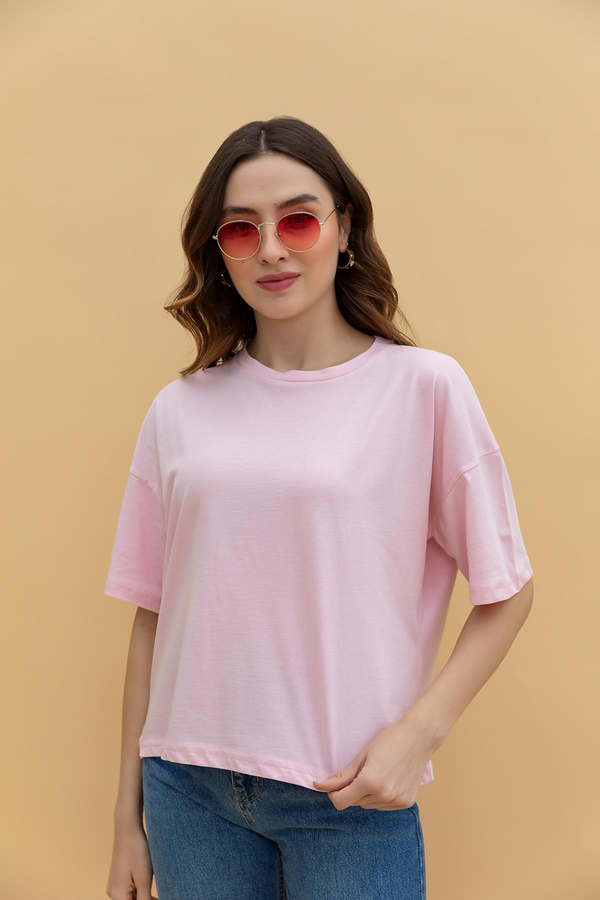 Kısa Kol Basic T-shirt - PEMBE