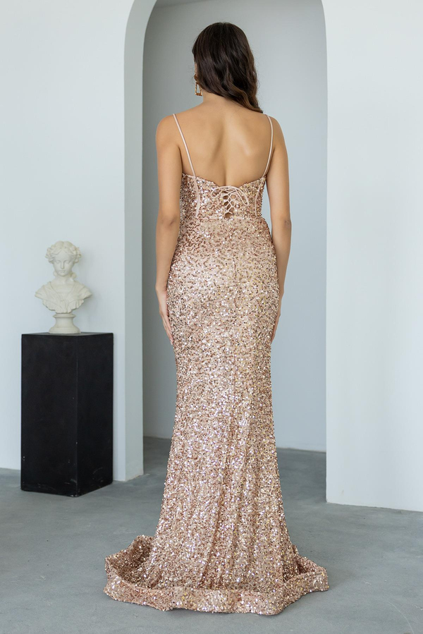 Pul Payet Balık Abiye - GOLD