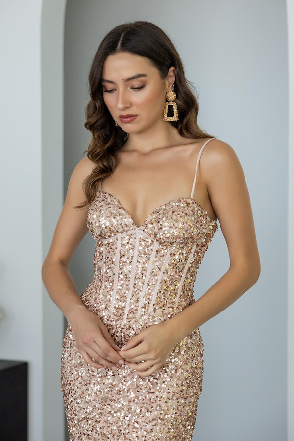 Pul Payet Balık Abiye - GOLD