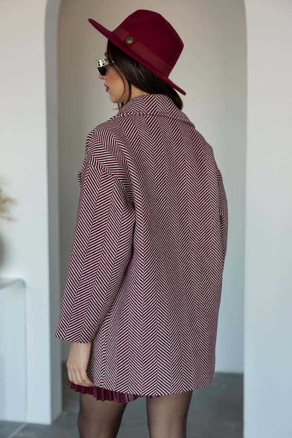 Balıksırtı Desenli Kaban - BORDO