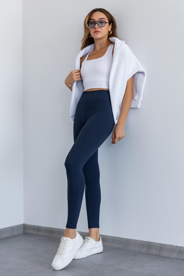 Basic Fitilli Tayt - LACİVERT