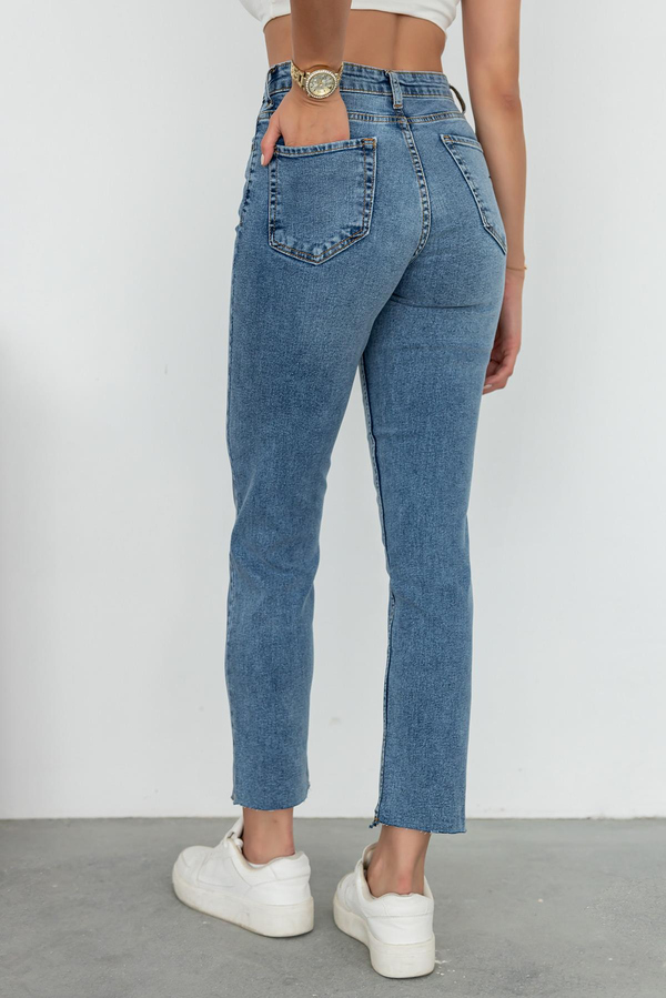 Boru Paçalı Jean Pantolon - MAVİ