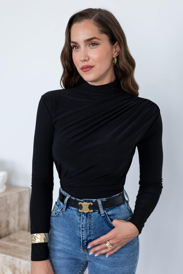 Drapeli Basic Bluz - SİYAH