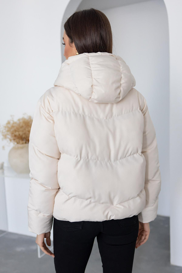 Fermuarlı Şişme Mont - EKRU