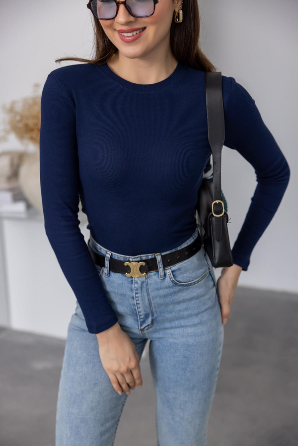 Fitilli Basic Bluz - LACİVERT