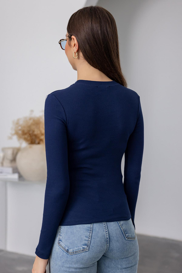 Fitilli Basic Bluz - LACİVERT