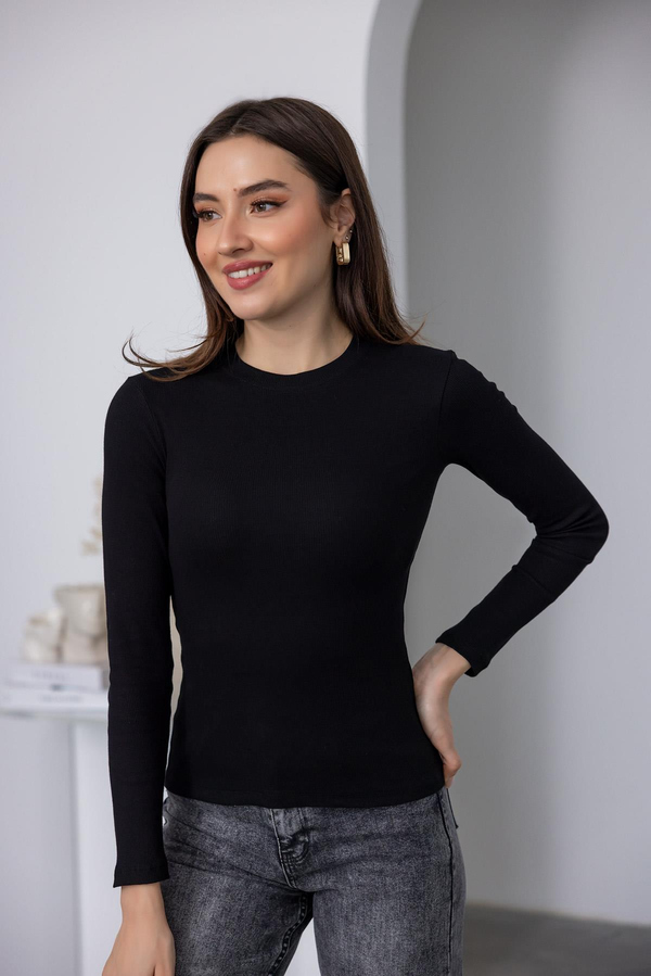Fitilli Basic Bluz - SİYAH