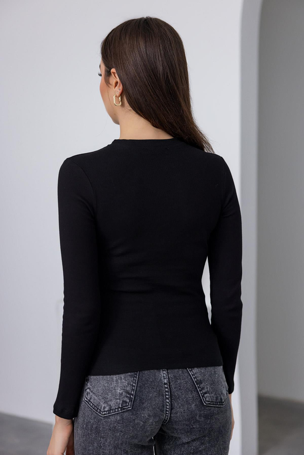 Fitilli Basic Bluz - SİYAH