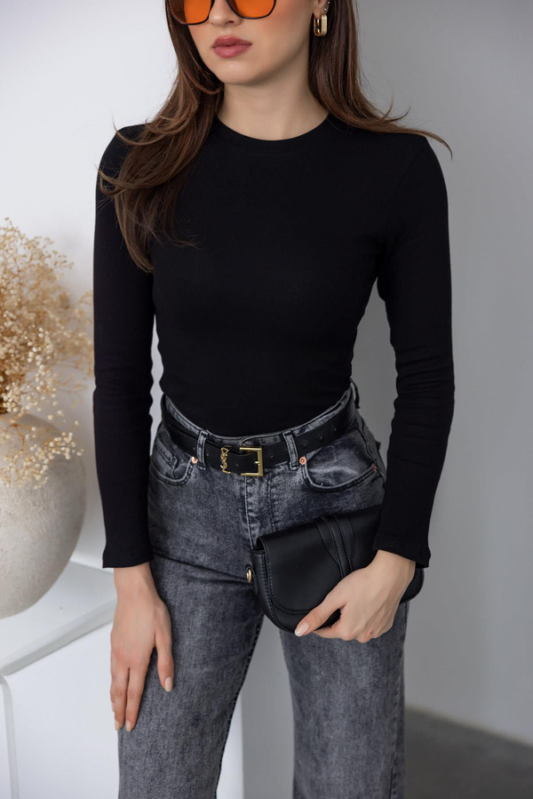 Fitilli Basic Bluz - SİYAH