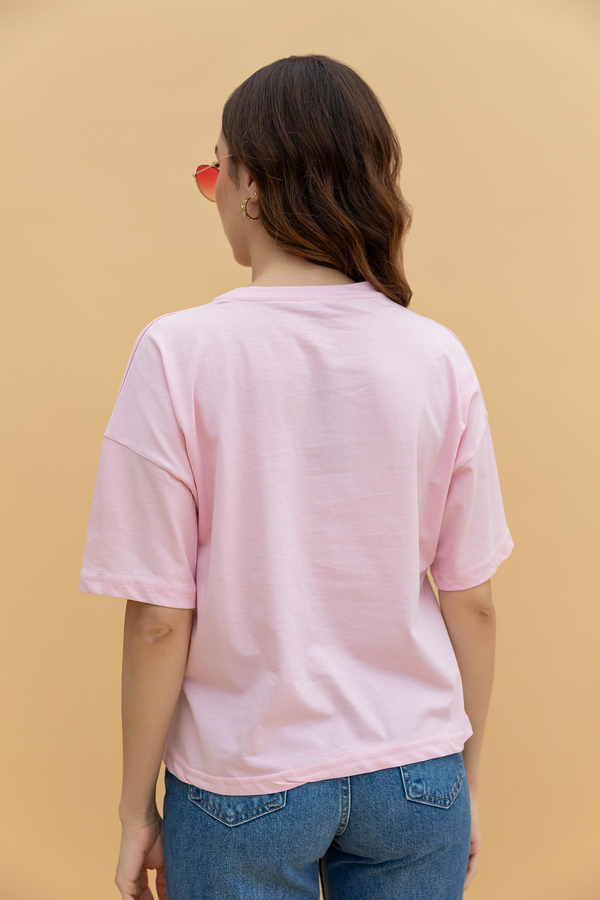 Kısa Kol Basic T-shirt - PEMBE