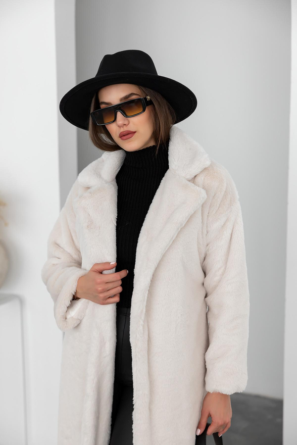 Kuşaklı Peluş Kaban - KREM