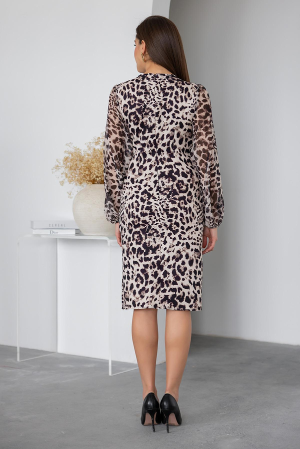 Leopar Kalem Elbise - BEJ