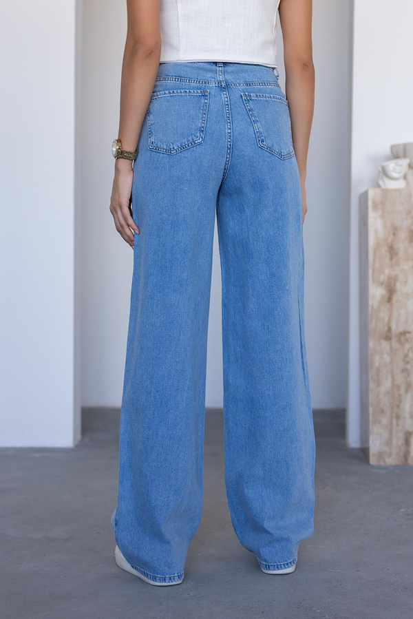 Taşlı Denim Pantolon - MAVİ