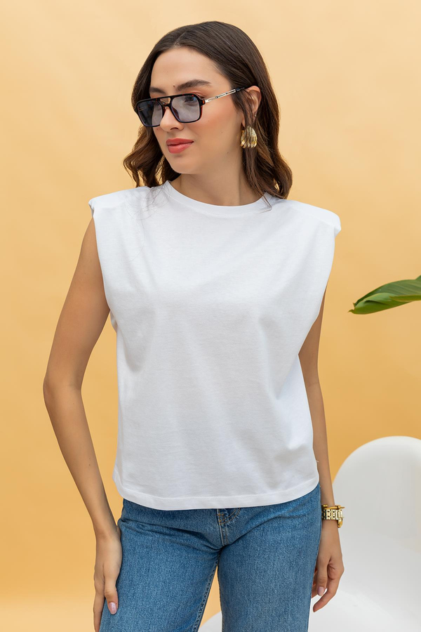 Vatkalı Basic T-shirt - BEYAZ