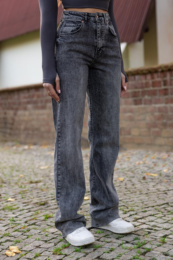 Wide Leg Denim Jean - GRİ
