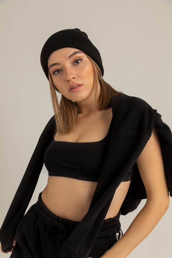 Askılı Crop Büstiyer - SİYAH