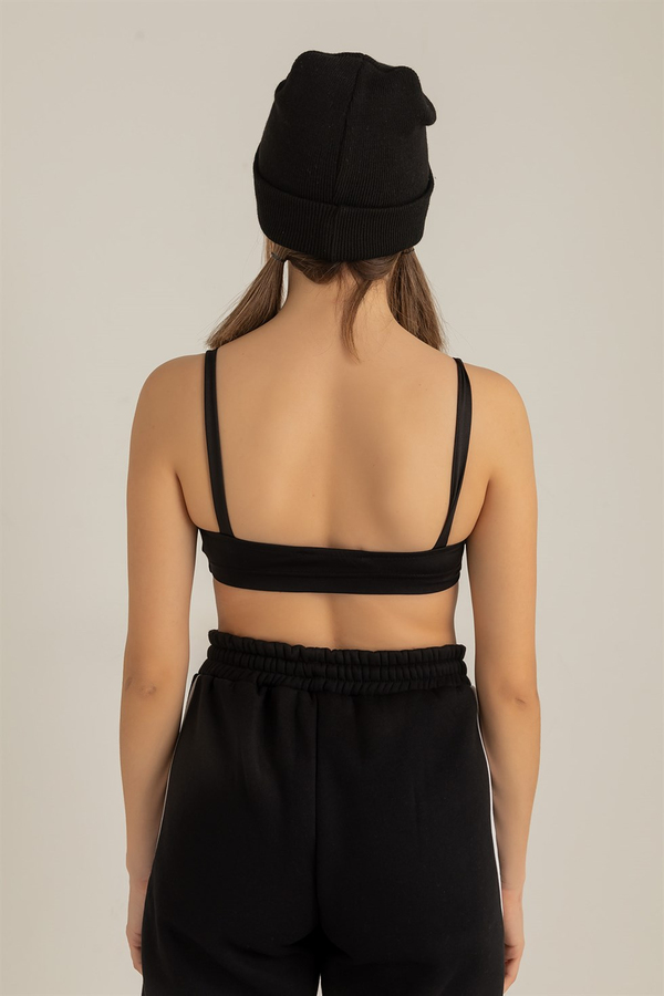 Askılı Crop Büstiyer - SİYAH