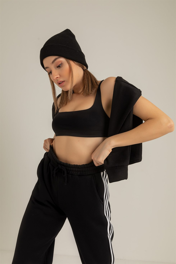Askılı Crop Büstiyer - SİYAH