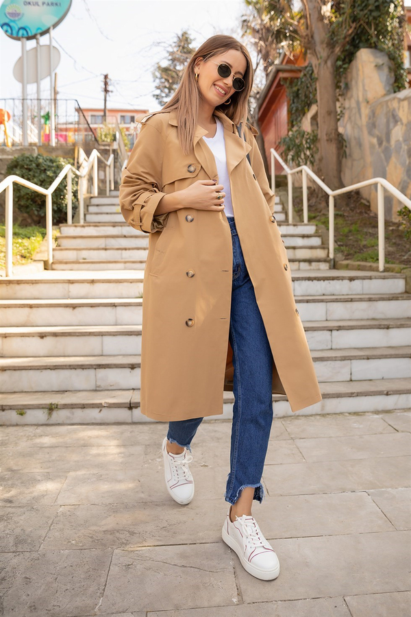 Astarlı Trençkot - CAMEL