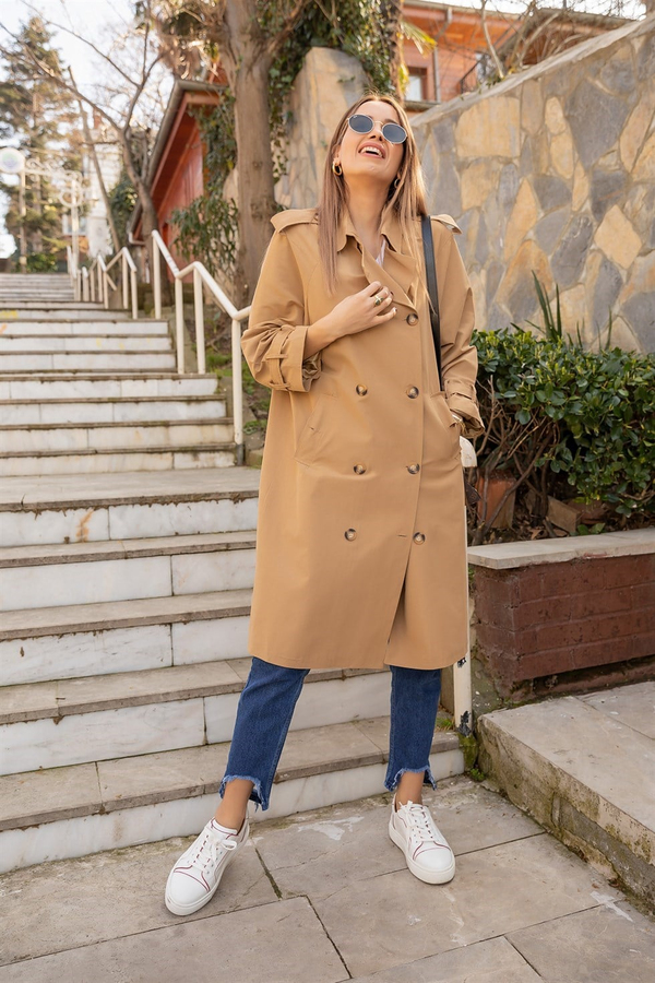 Astarlı Trençkot - CAMEL