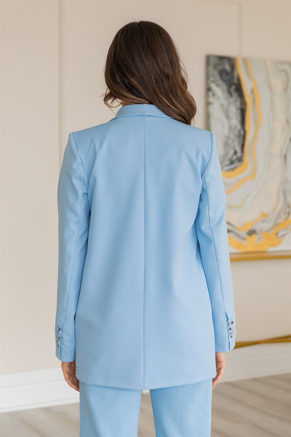 Atlas Kumaş Blazer Ceket - BEBE MAVİSİ