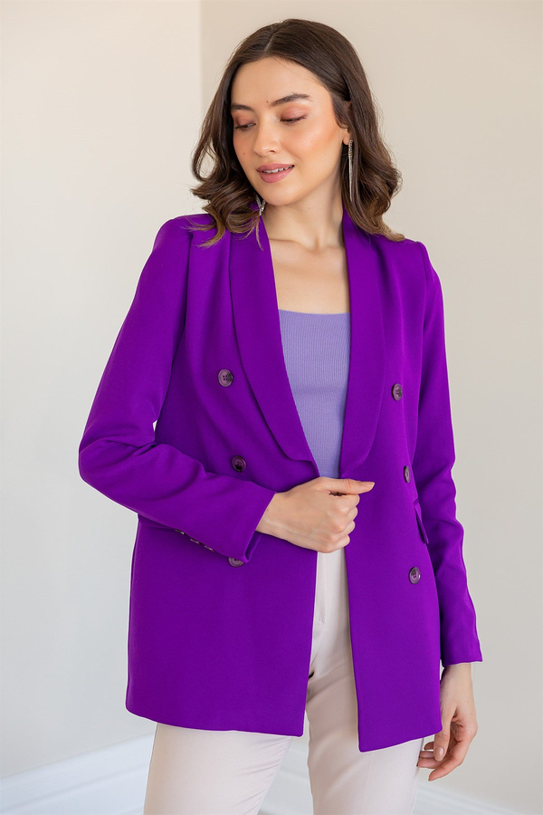 Atlas Kumaş Blazer Ceket - MOR